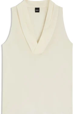 Sleeveless blouse in sandwashed silk with V neckline