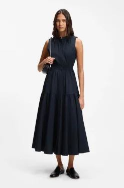 Sleeveless dress in cotton poplin