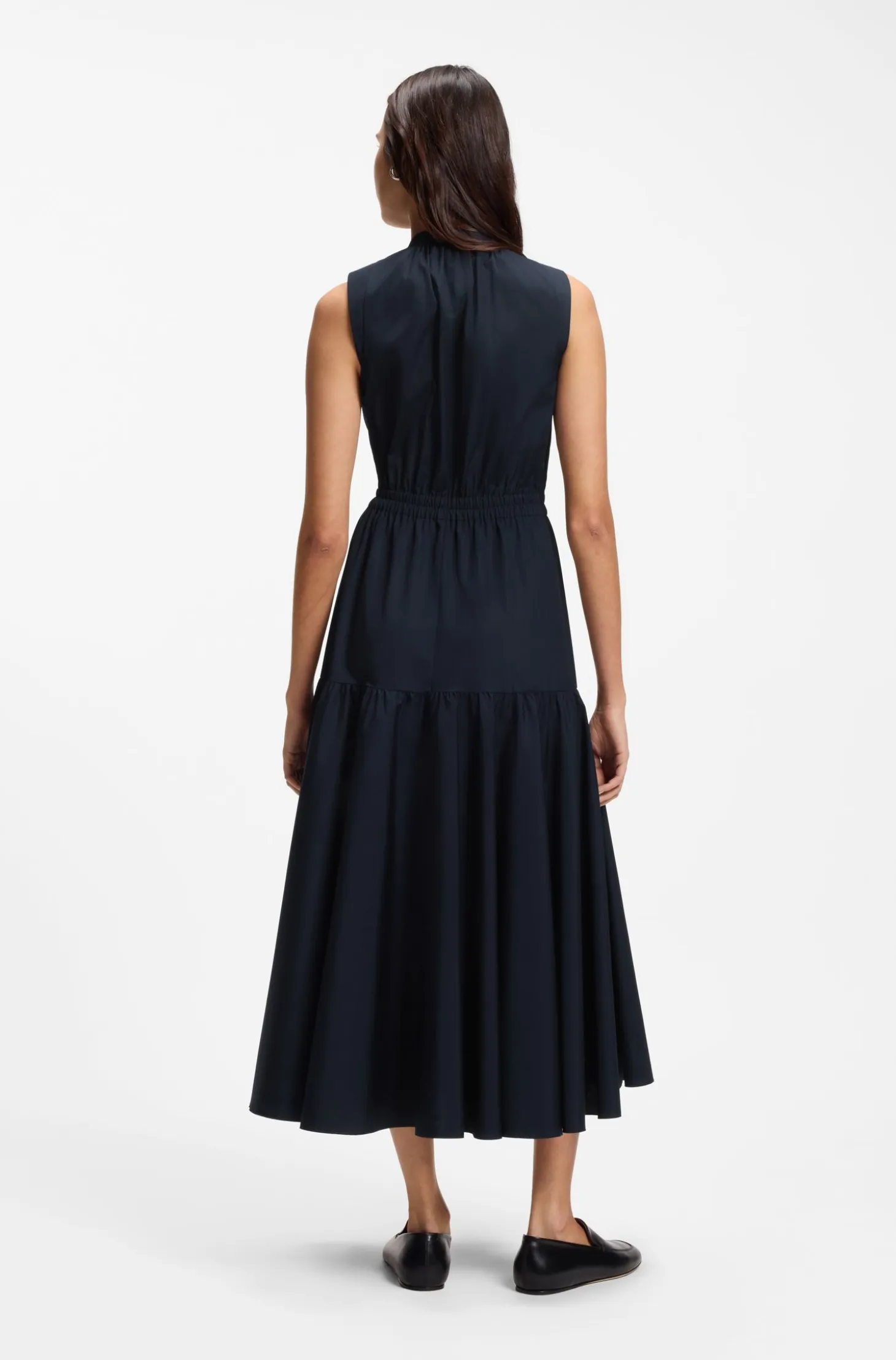 Sleeveless dress in cotton poplin