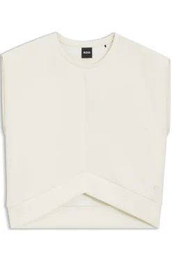 Sleeveless loose-fit sweatshirt with V-cut hemline