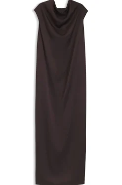 Sleeveless maxi dress in sable satin