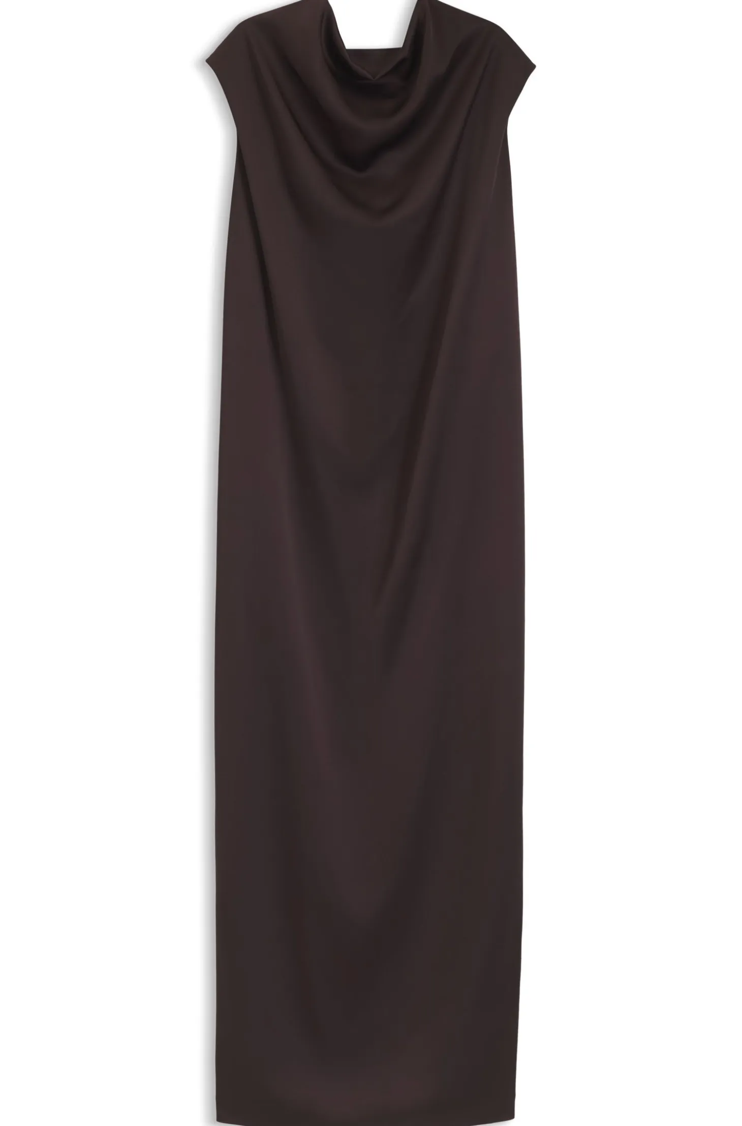 Sleeveless maxi dress in sable satin