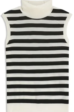Sleeveless mock-neck sweater in merino wool
