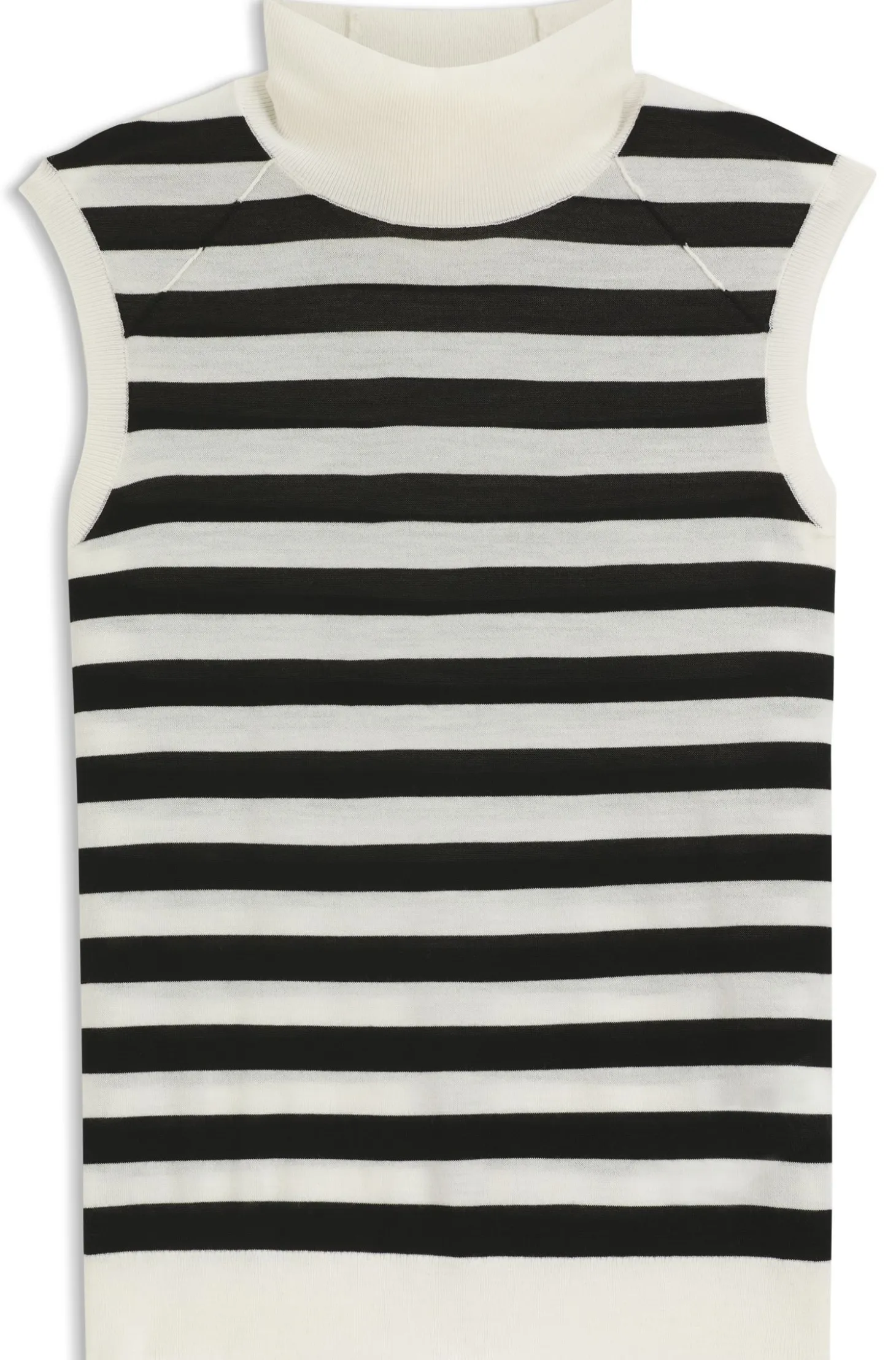 Sleeveless mock-neck sweater in merino wool