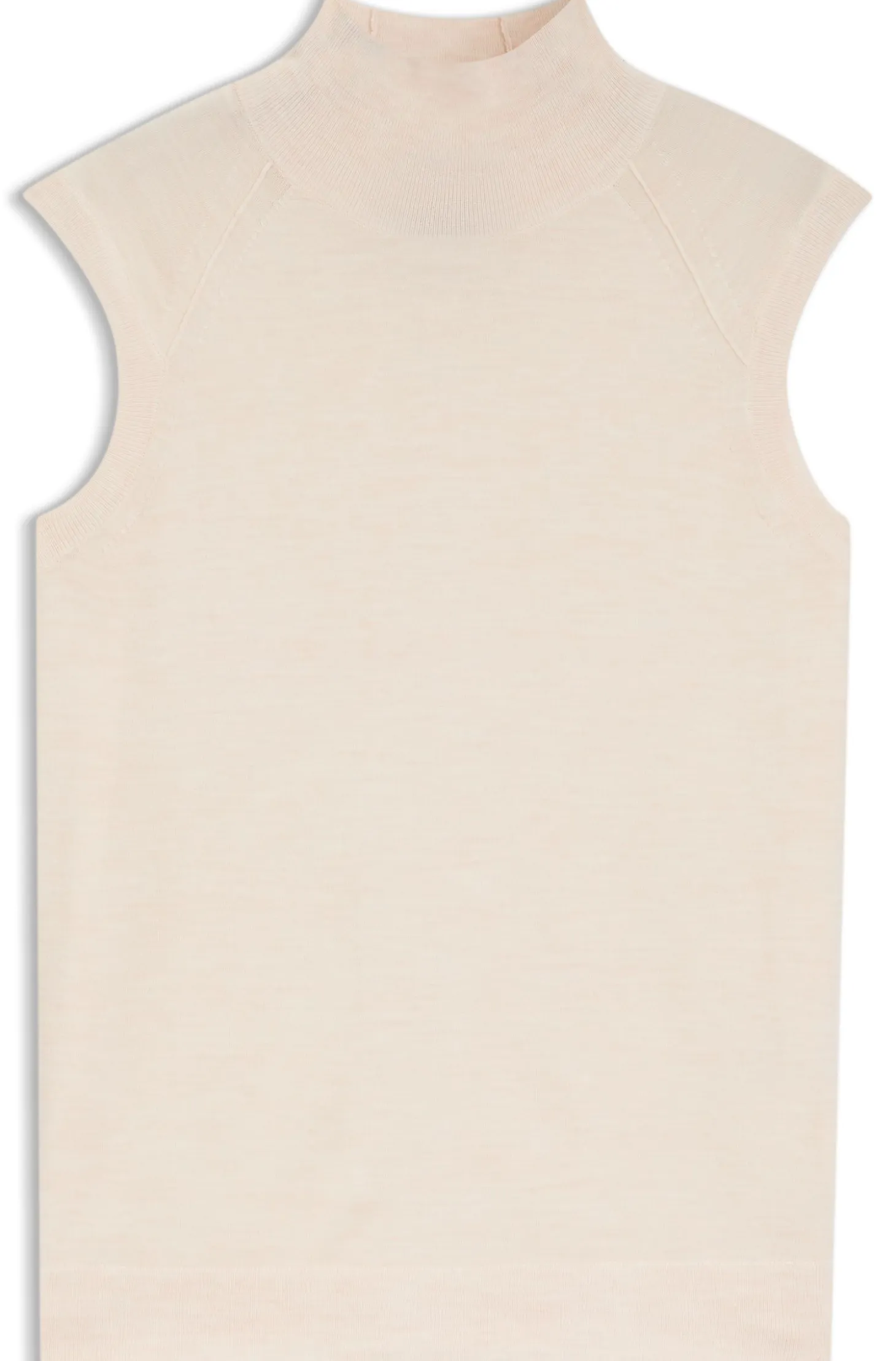 Sleeveless mock-neck sweater in merino wool