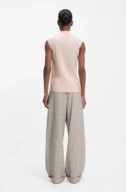 Sleeveless mock-neck sweater in merino wool
