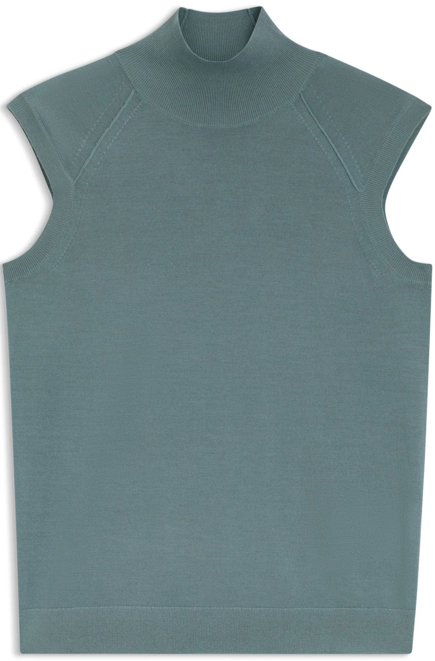 Sleeveless mock-neck sweater in merino wool