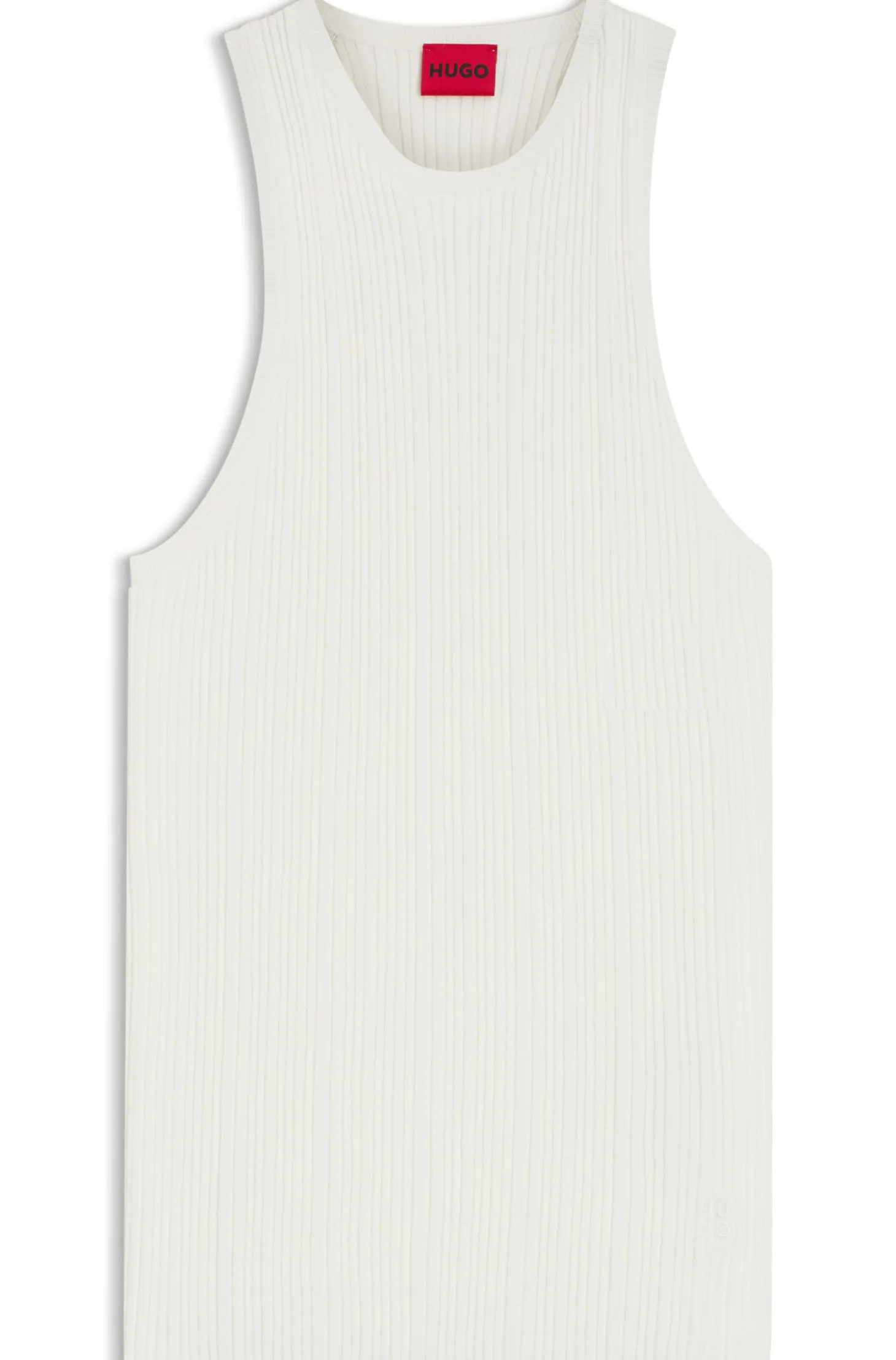 Sleeveless racer-back top in ribbed crepe fabric