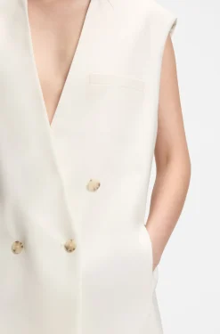 Sleeveless relaxed-fit blazer in a wool blend