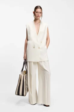 Sleeveless relaxed-fit blazer in a wool blend