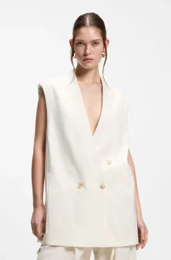 Sleeveless relaxed-fit blazer in a wool blend