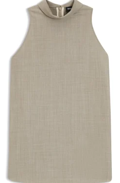 Sleeveless tailored blouse in virgin wool with stretch