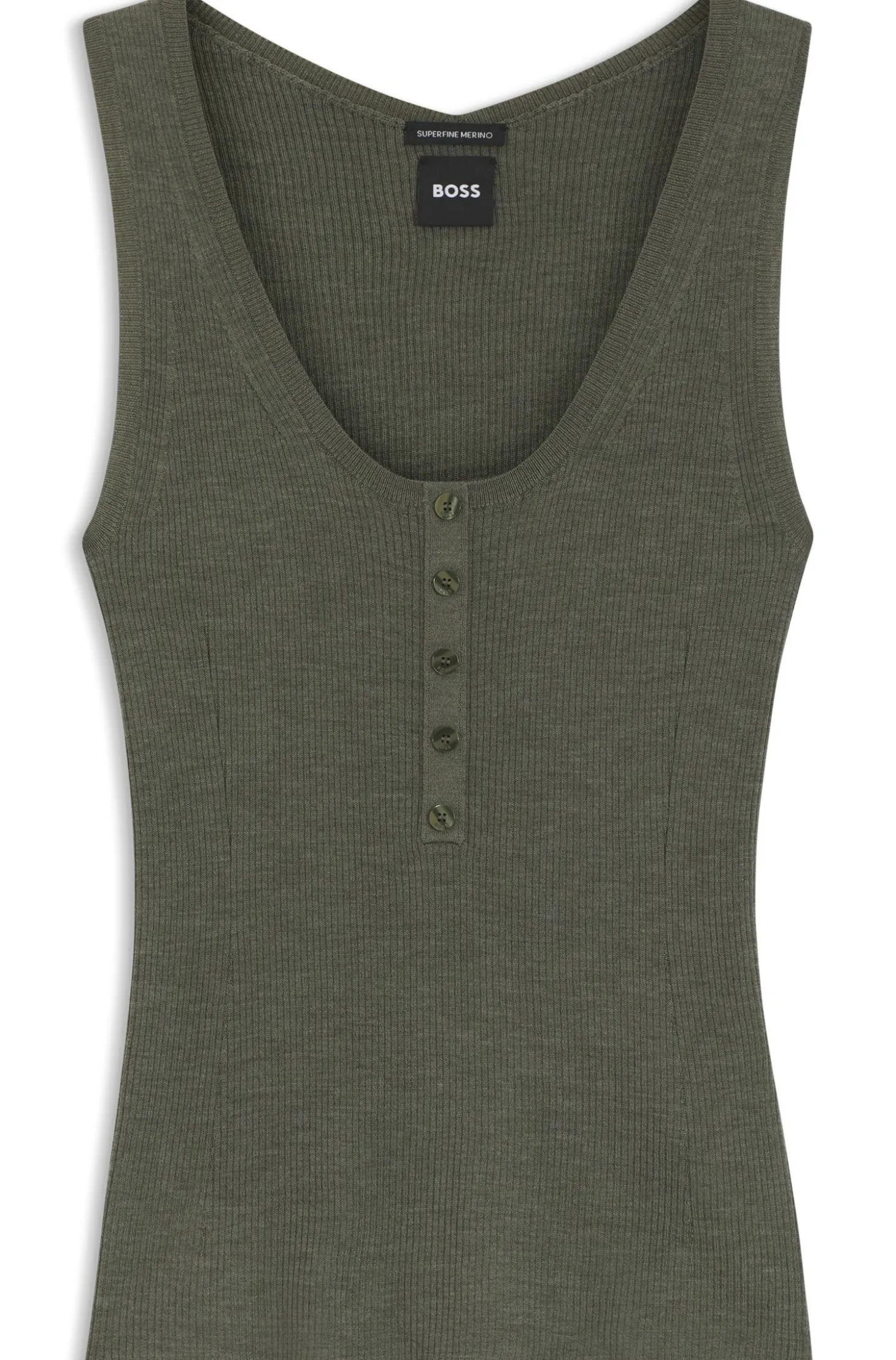 Sleeveless top in rib-knit merino wool