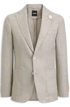 Slim-fit blazer in a micro-pattern linen blend