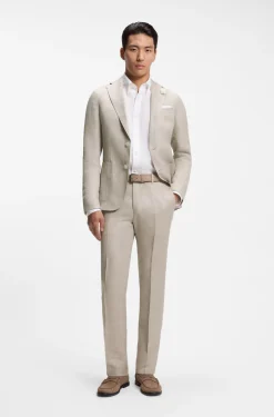 Slim-fit blazer in a micro-pattern linen blend