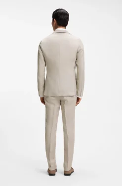 Slim-fit blazer in a micro-pattern linen blend