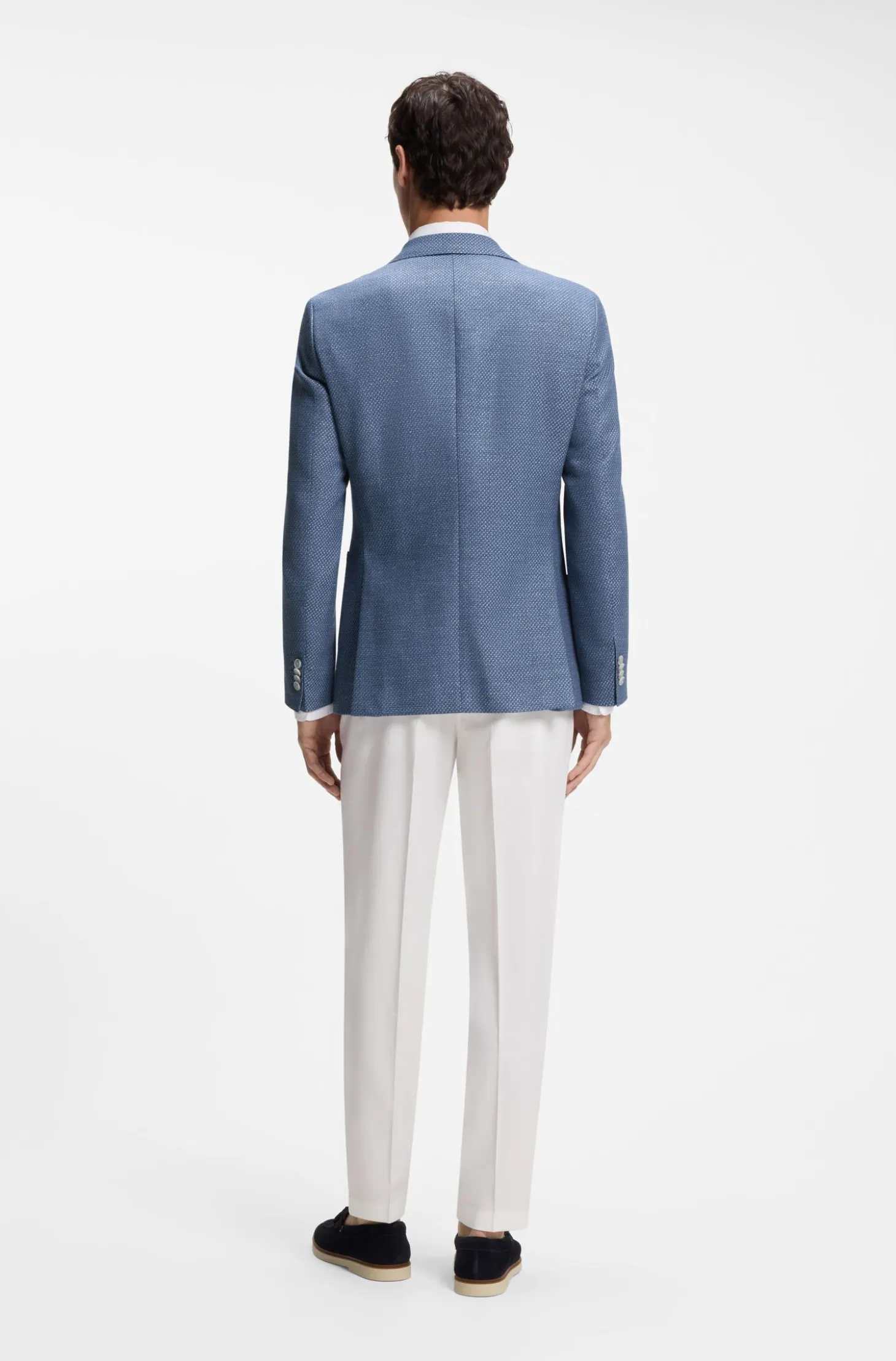 Slim-fit blazer in a patterned virgin-wool blend
