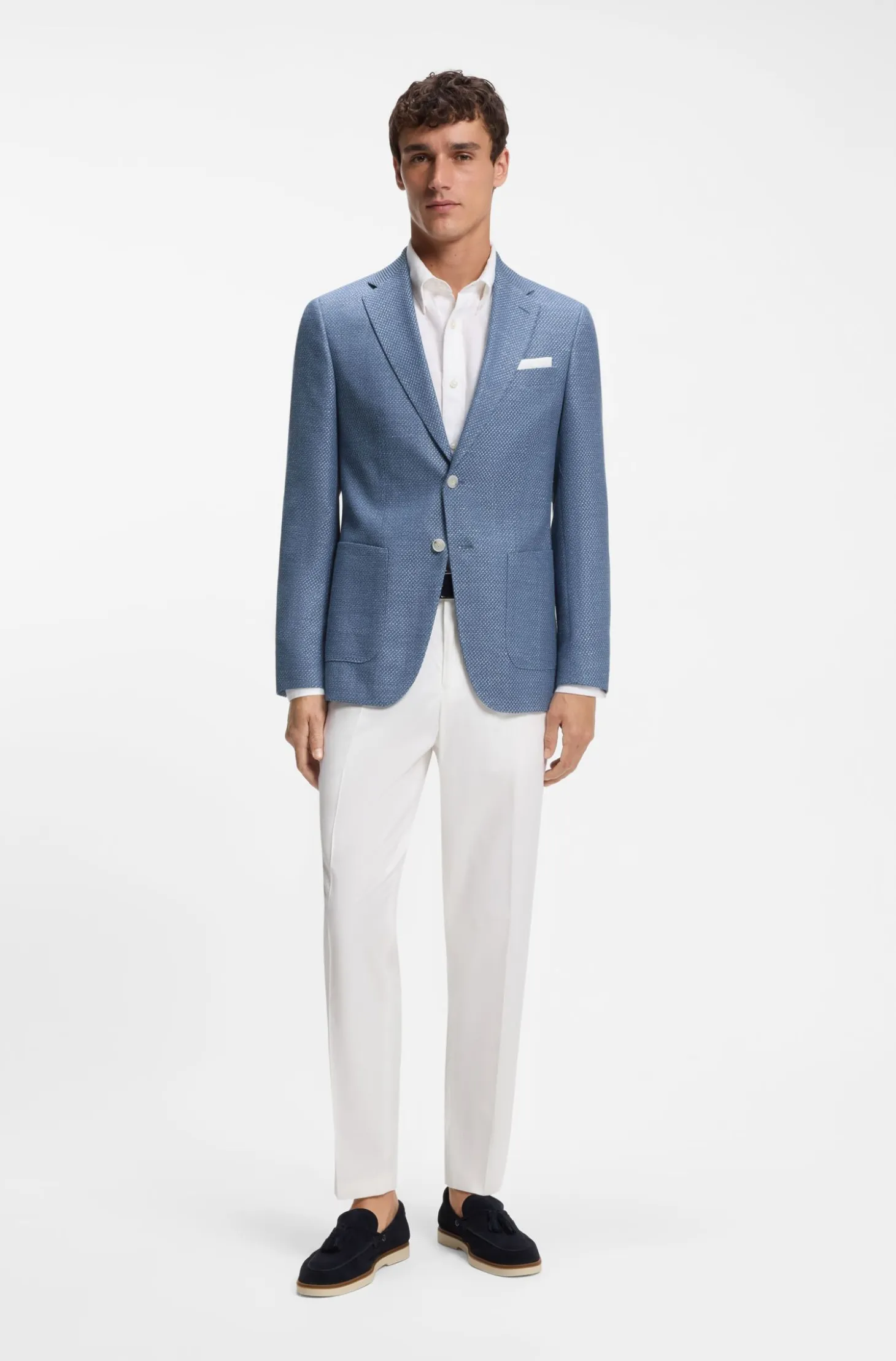 Slim-fit blazer in a patterned virgin-wool blend