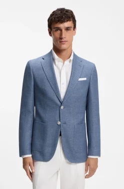 Slim-fit blazer in a patterned virgin-wool blend
