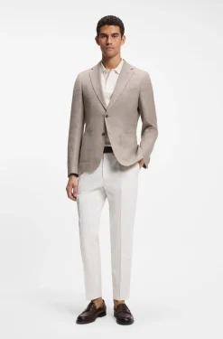 Slim-fit blazer in a patterned virgin-wool blend