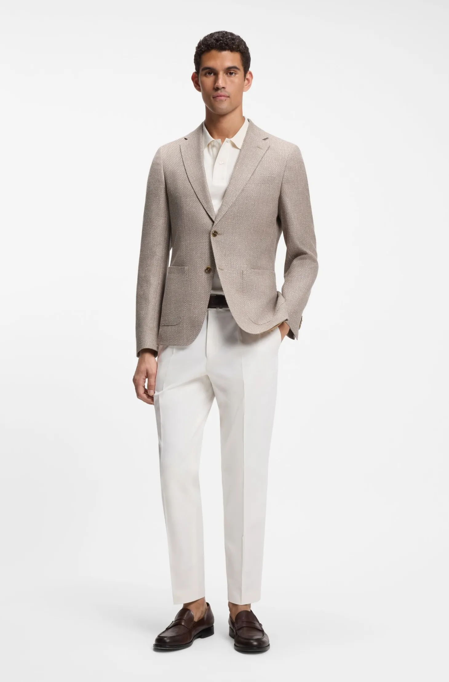 Slim-fit blazer in a patterned virgin-wool blend