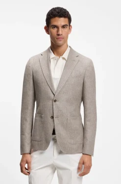 Slim-fit blazer in a patterned virgin-wool blend