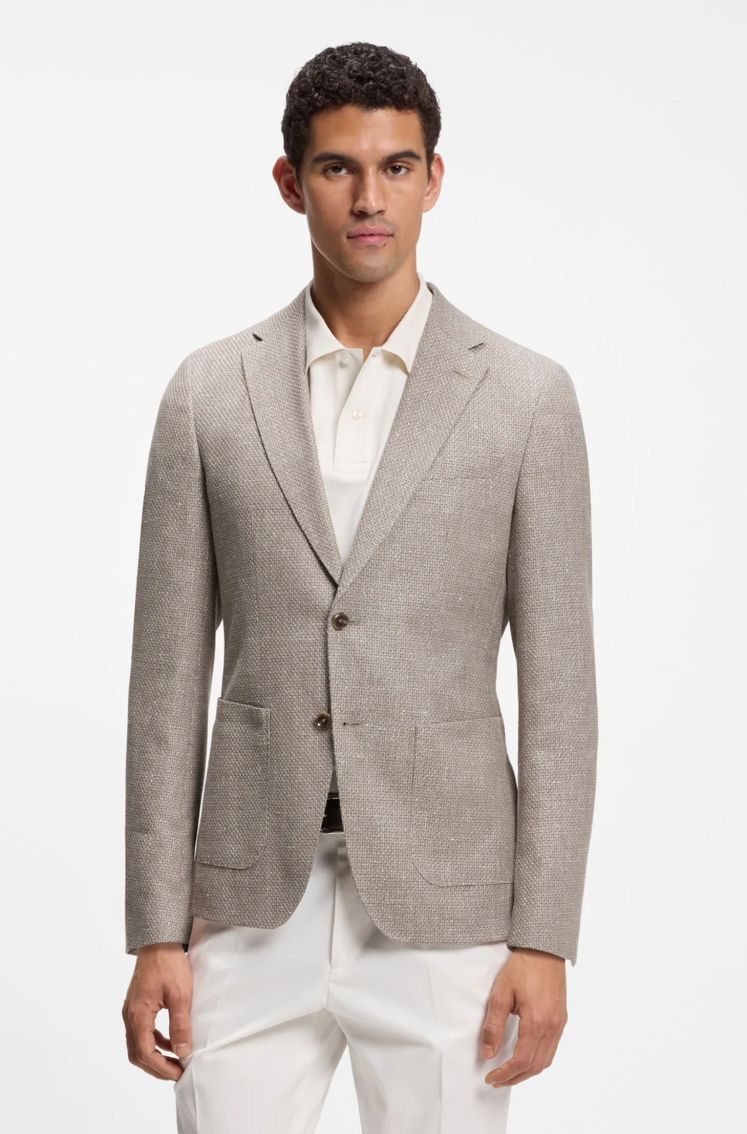 Slim-fit blazer in a patterned virgin-wool blend