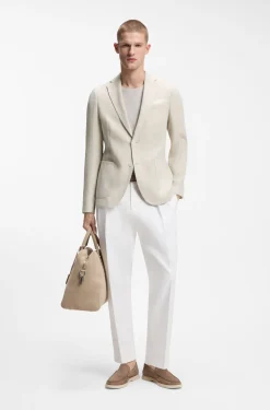Slim-fit blazer in a patterned cotton blend
