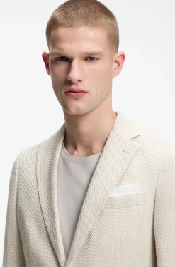 Slim-fit blazer in a patterned cotton blend