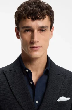 Slim-fit blazer in a patterned cotton blend
