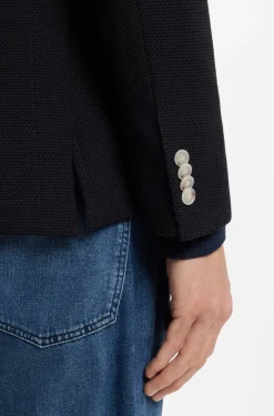 Slim-fit blazer in a patterned cotton blend