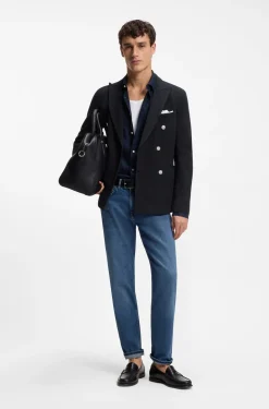 Slim-fit blazer in a patterned cotton blend