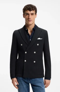 Slim-fit blazer in a patterned cotton blend