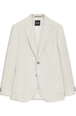 Slim-fit blazer in checked linen, cotton and silk