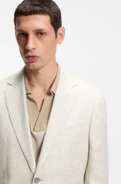 Slim-fit blazer in checked linen, cotton and silk