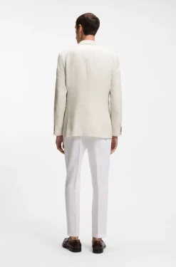 Slim-fit blazer in checked linen, cotton and silk