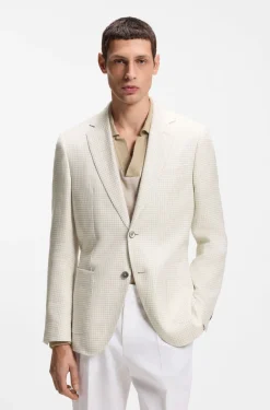 Slim-fit blazer in checked linen, cotton and silk