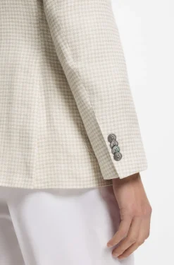 Slim-fit blazer in checked linen, cotton and silk