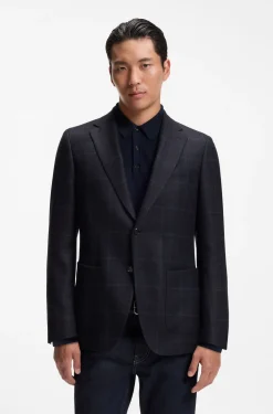 Slim-fit blazer in checked virgin wool