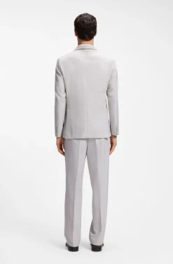 Slim-fit blazer in checked virgin wool and cotton