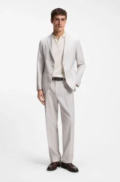Slim-fit blazer in checked virgin wool and cotton