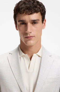 Slim-fit blazer in checked virgin wool and cotton