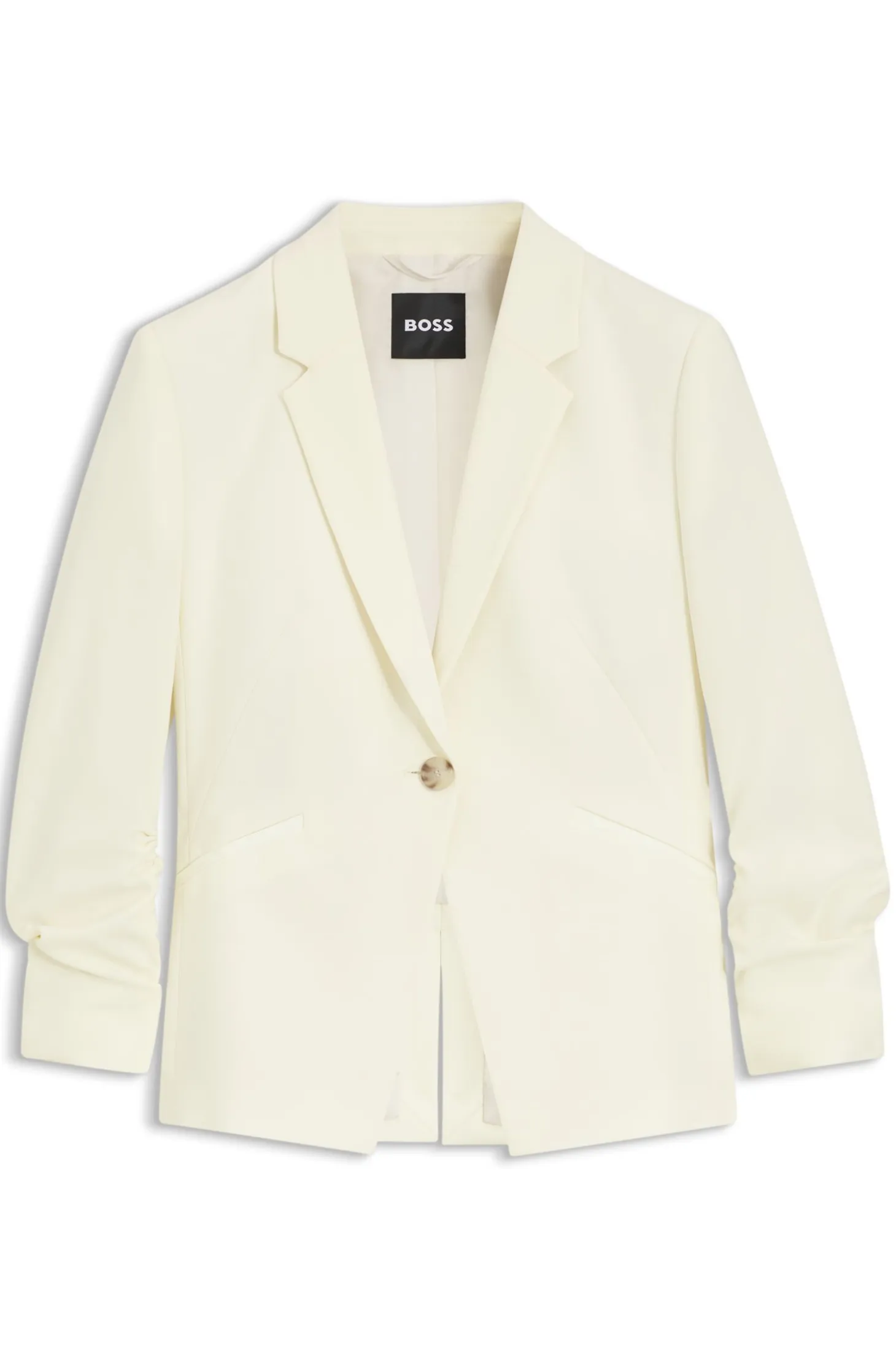 Slim-fit blazer in Japanese crepe with ruched sleeves