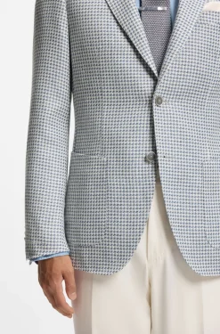 Slim-fit blazer in linen, silk and cotton