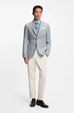 Slim-fit blazer in linen, silk and cotton