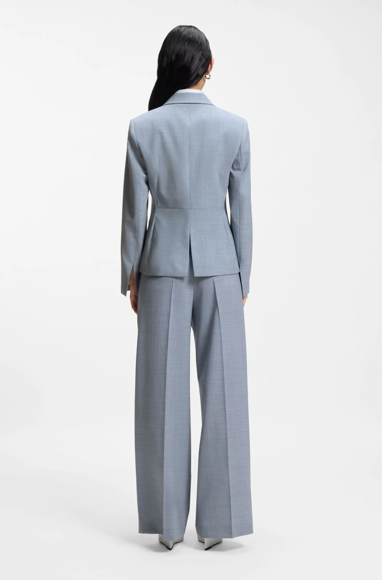 Slim-fit blazer in melange virgin wool