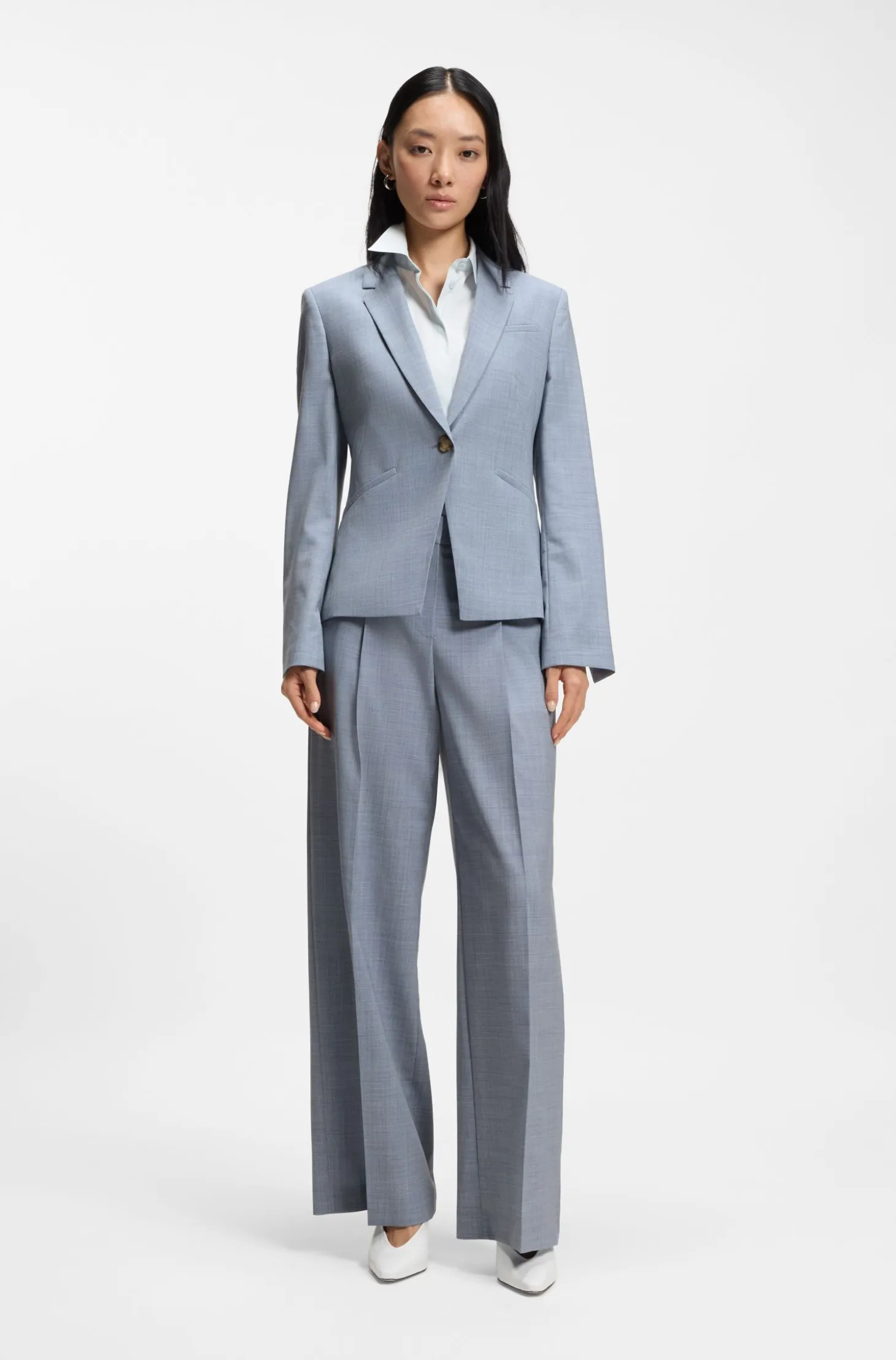 Slim-fit blazer in melange virgin wool