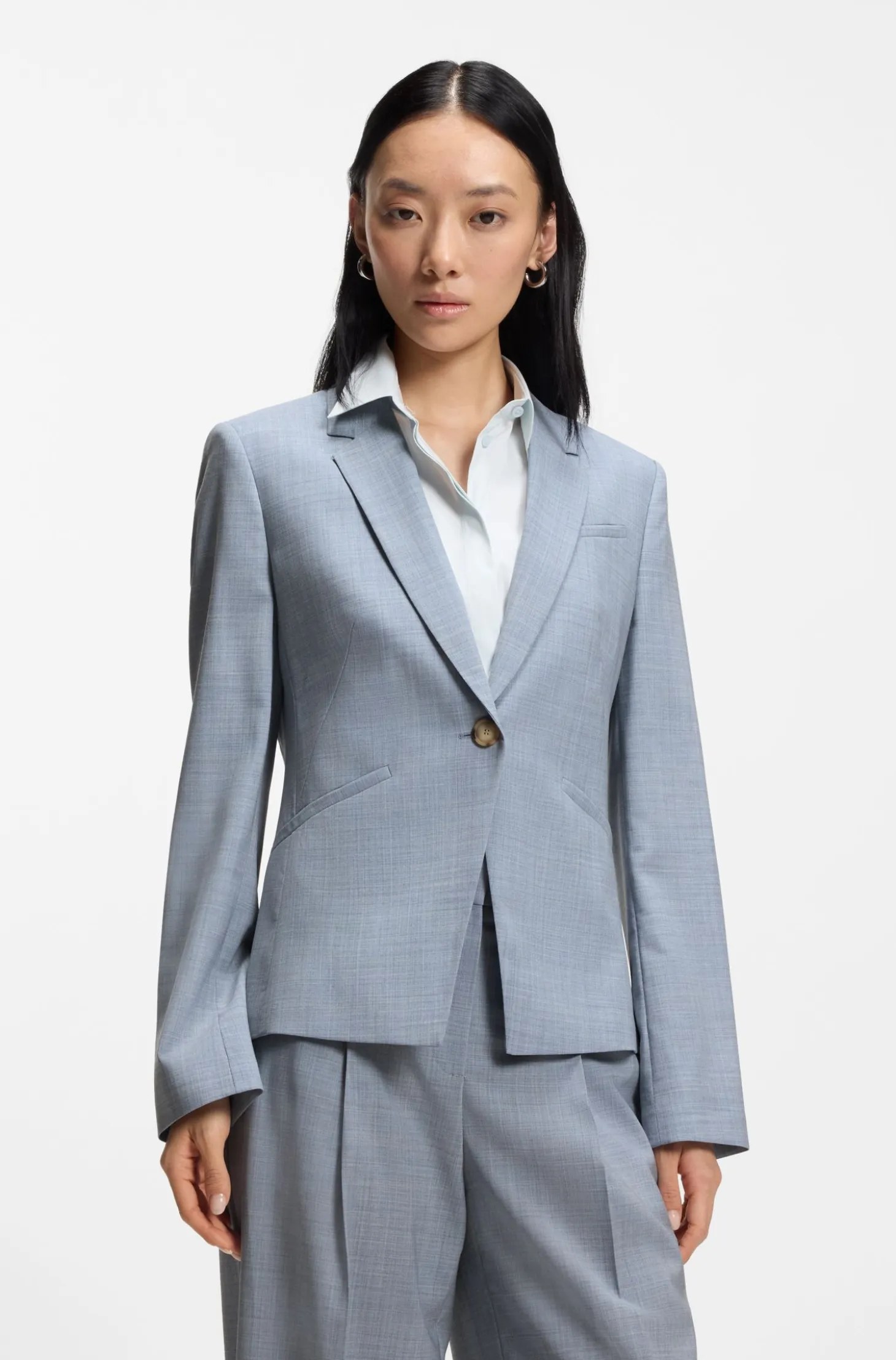 Slim-fit blazer in melange virgin wool