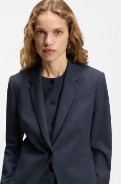 Slim-fit blazer in melange virgin wool