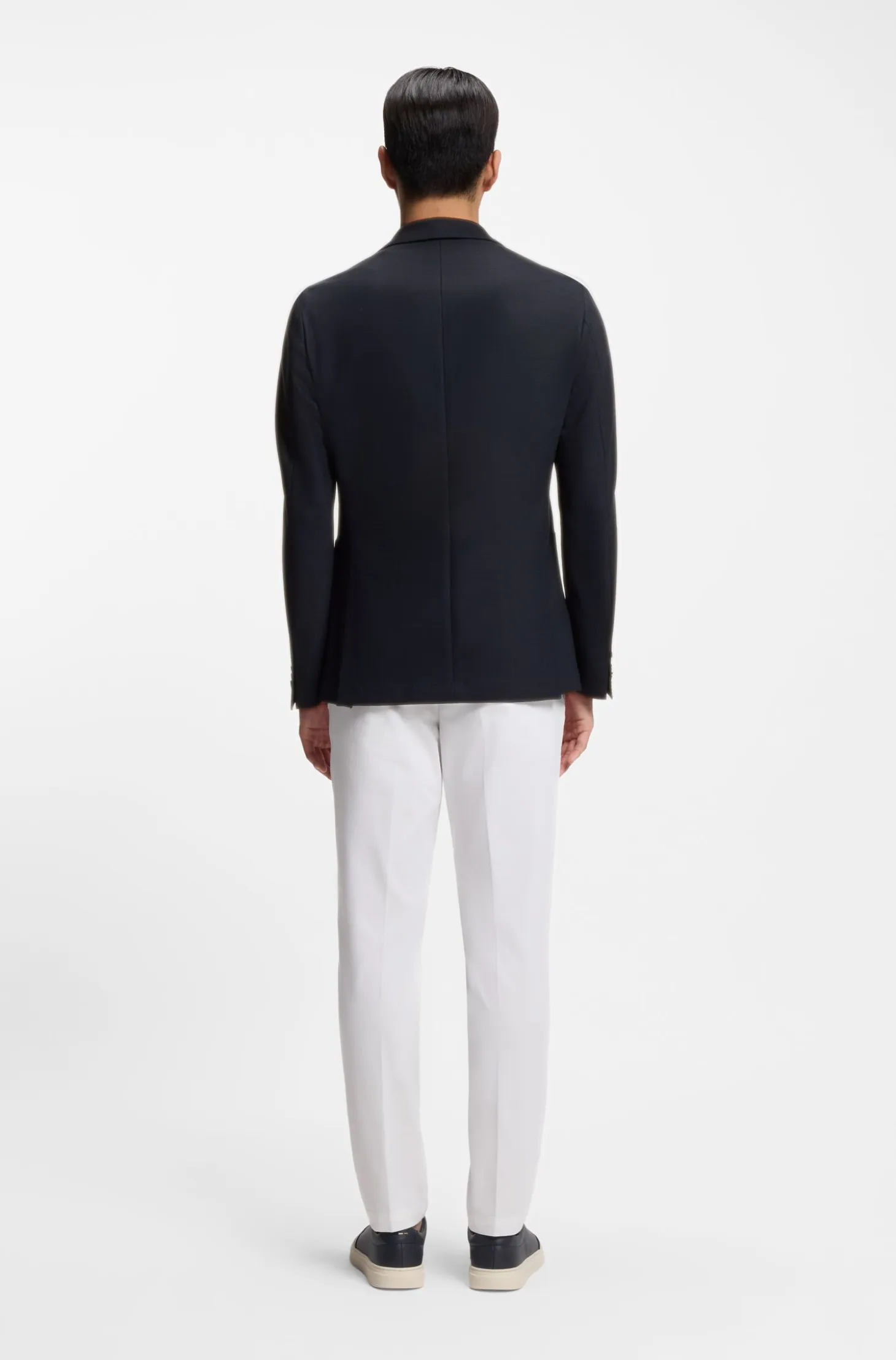 Slim-fit blazer in micro-patterned stretch wool
